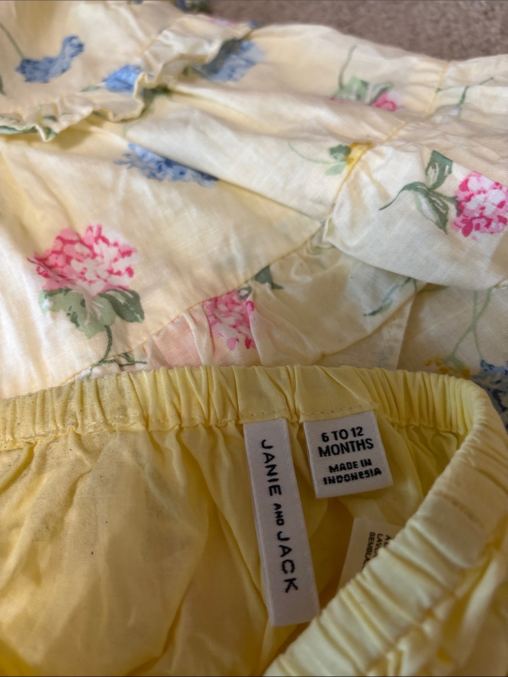Janie and Jack Yellow Floral Ruffle Dress with Pink and Blue Blooms - Picture 8 of 9